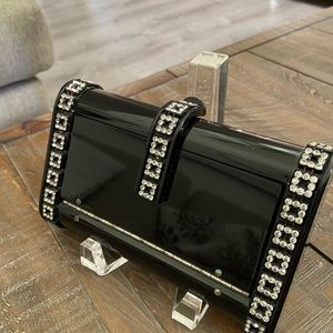 Rare Vintage WILARDY Black and Rhinestone clutch purse